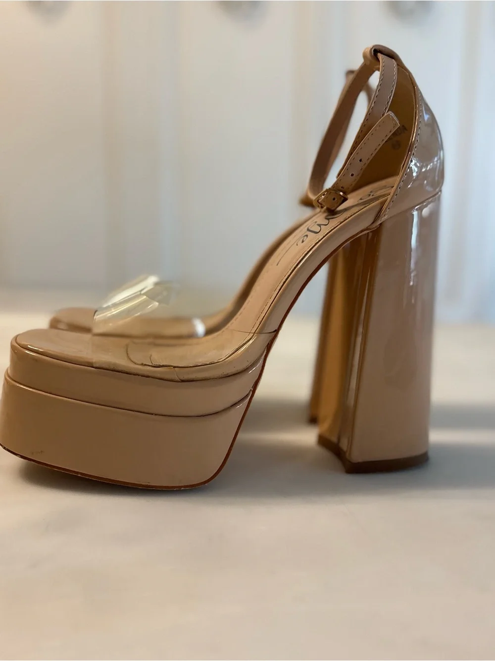 So Me GLENDA Nude Platform High Heel  with Clear Strap